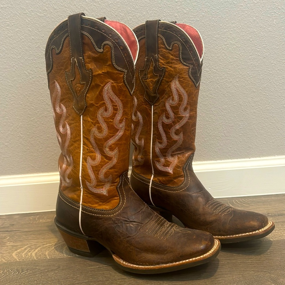 Ariat Brown and Tan Western Heeled Boots